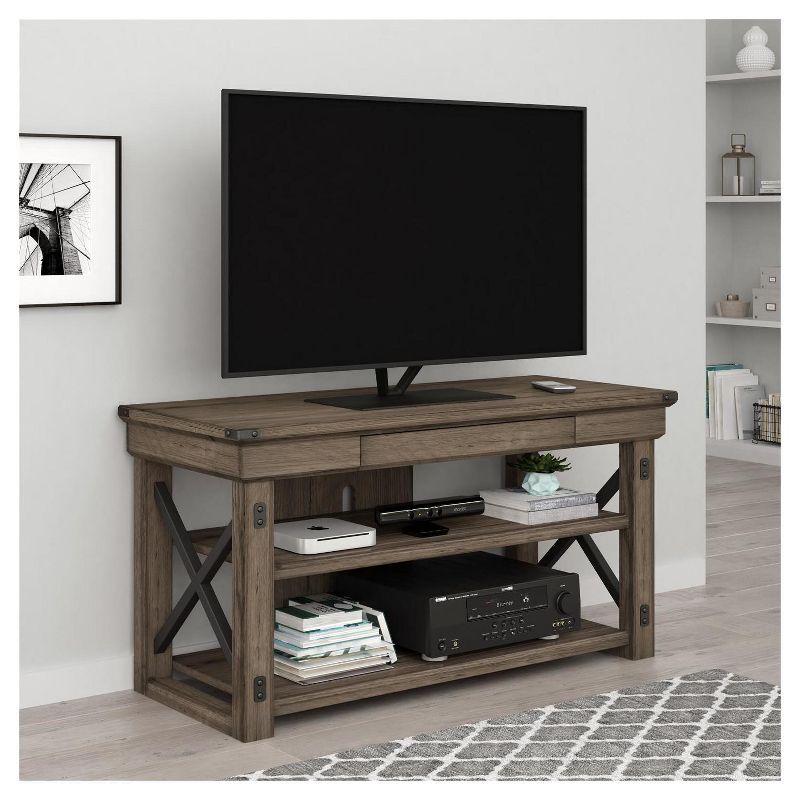 Hathaway Wood Veneer 50 TV Stand Rustic Gray - Room & Joy