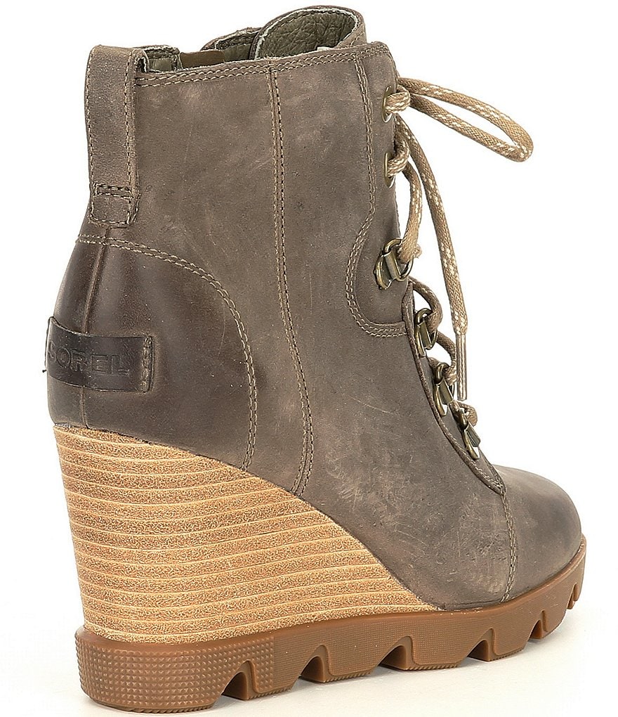 Sorel Joan Uptown Lace Waterproof Leather Wedge Lug Sole Booties