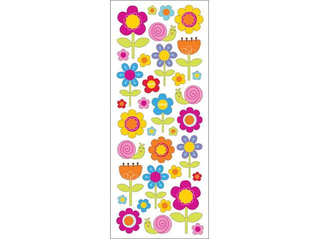 Puffy Classic Stickers-Happy Flowers