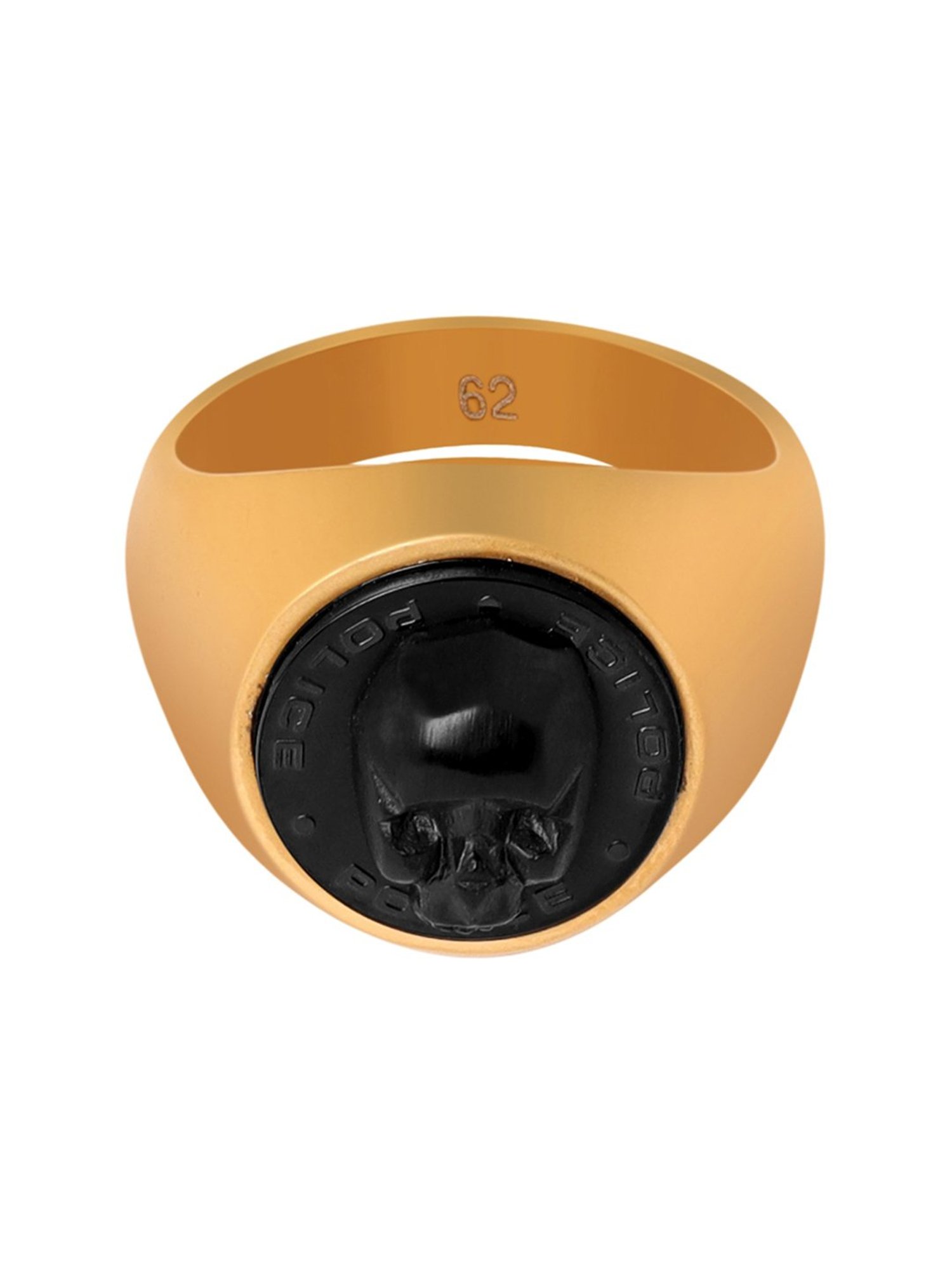 Police Gold-Plated Black Juneau Ring for Men