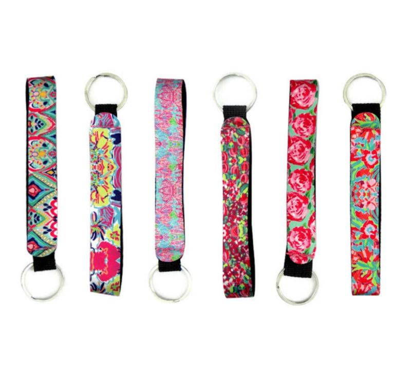 Cool Neoprene Wristlet Keychain Lanyard 6 Pack - Neoprene Key Chain Holder to Match Chapstick Holder Keychain, 6 Unique Fun Colors