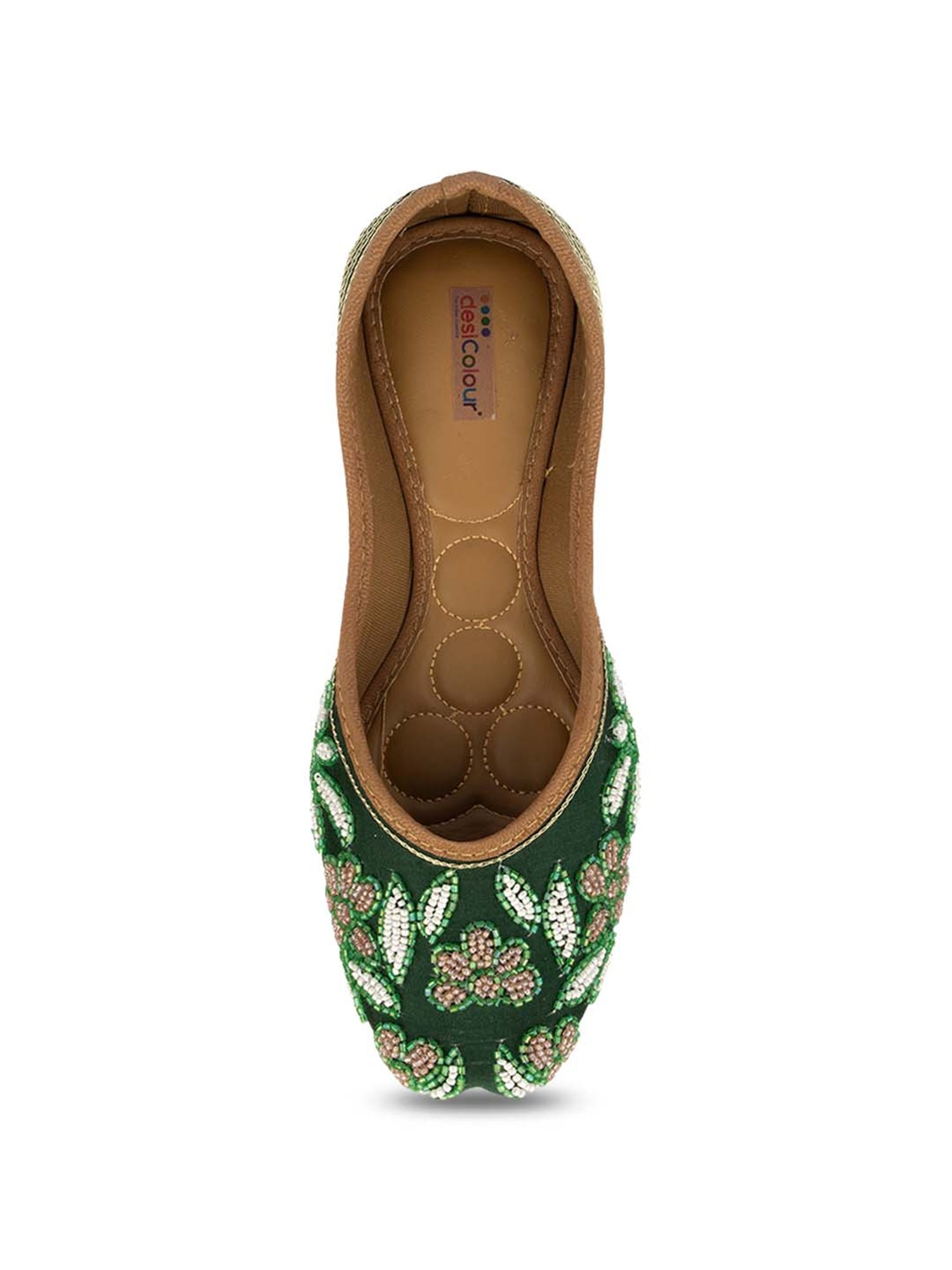 Desi Colour Women's Bottle Green Ethnic Juttis