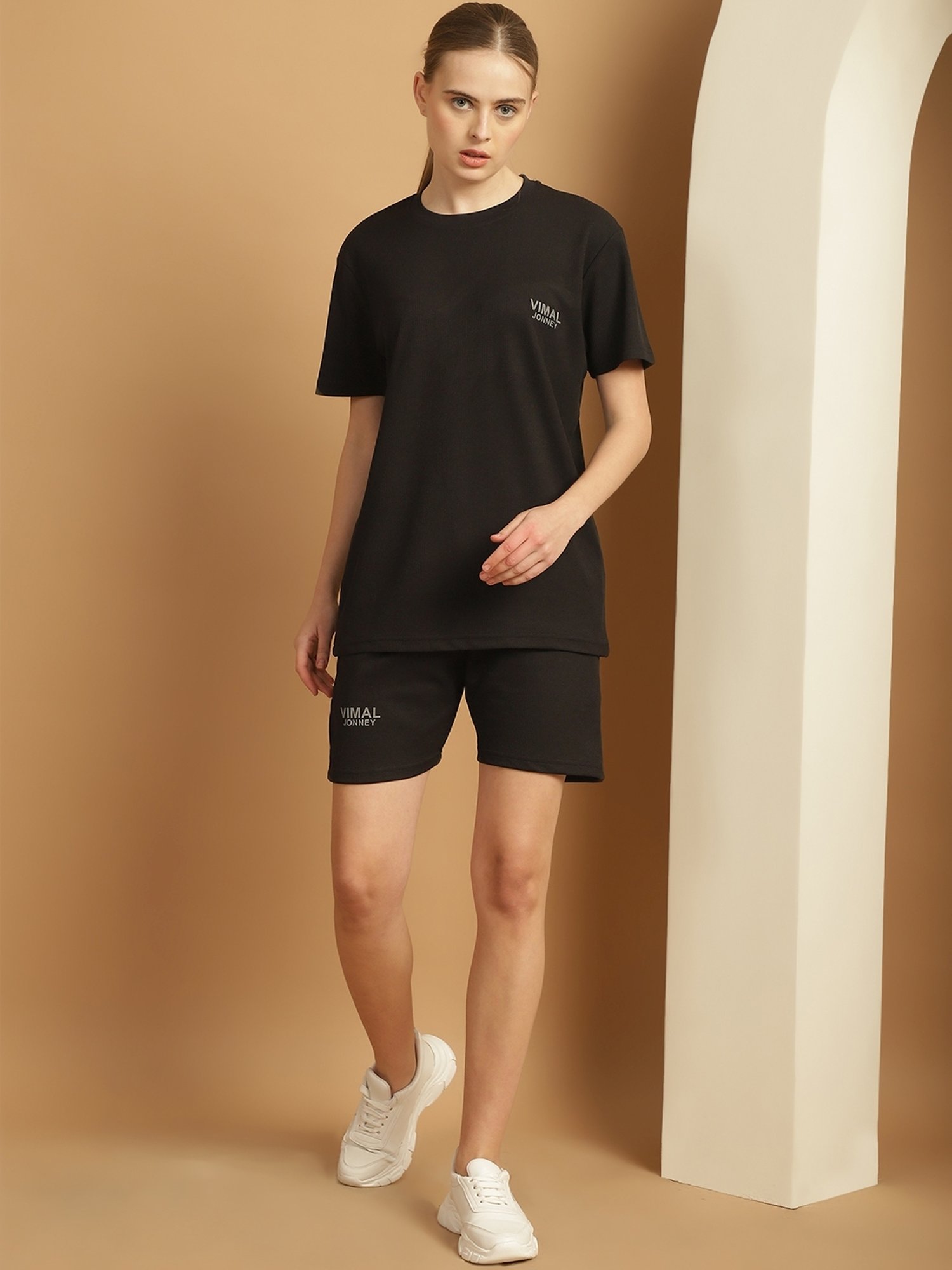 Vimal Jonney Black T-Shirt & Shorts Set