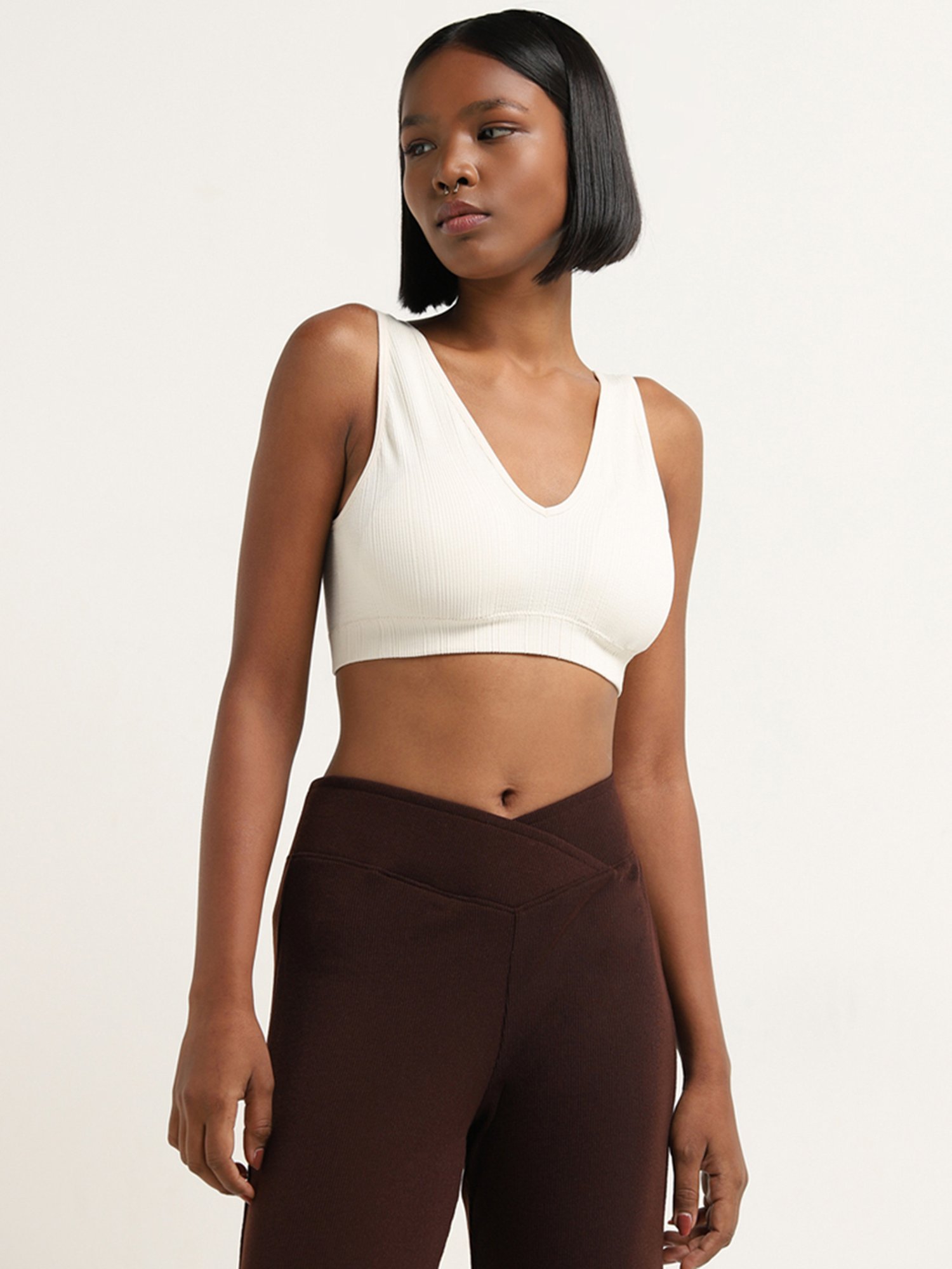 Superstar by Westside Off-White Textured Plunge Bra