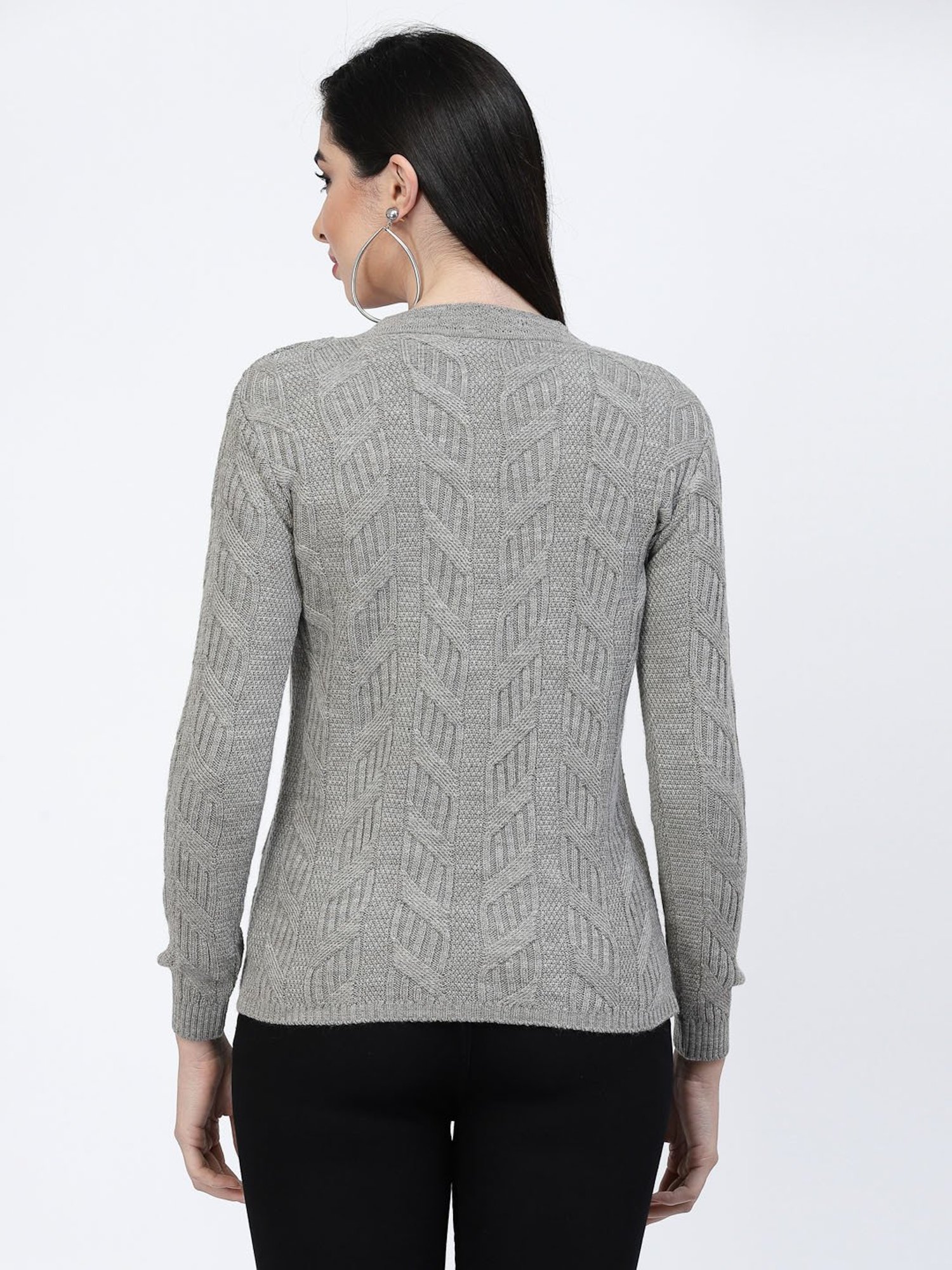Kalt Grey Self Design Cardigan