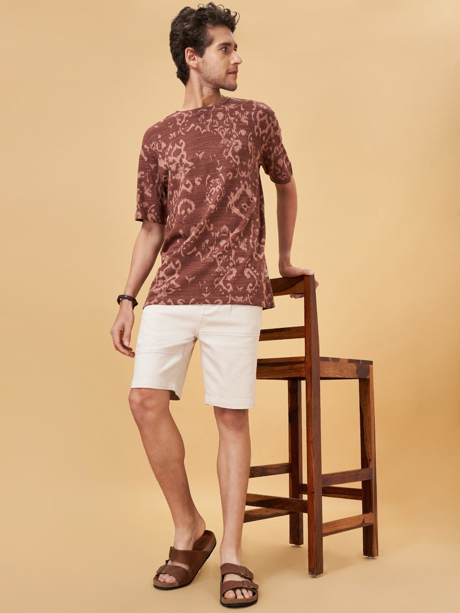 7 Alt By Pantaloons Khaki Cotton Slim Fit Shorts
