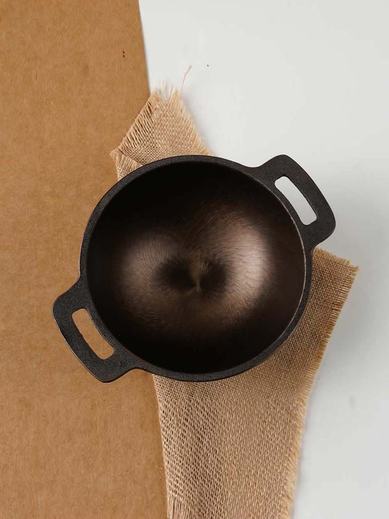 The Indus Valley Black Cast Iron 18.5 cm Non-Stick Kadai (1 L) - Set of 1