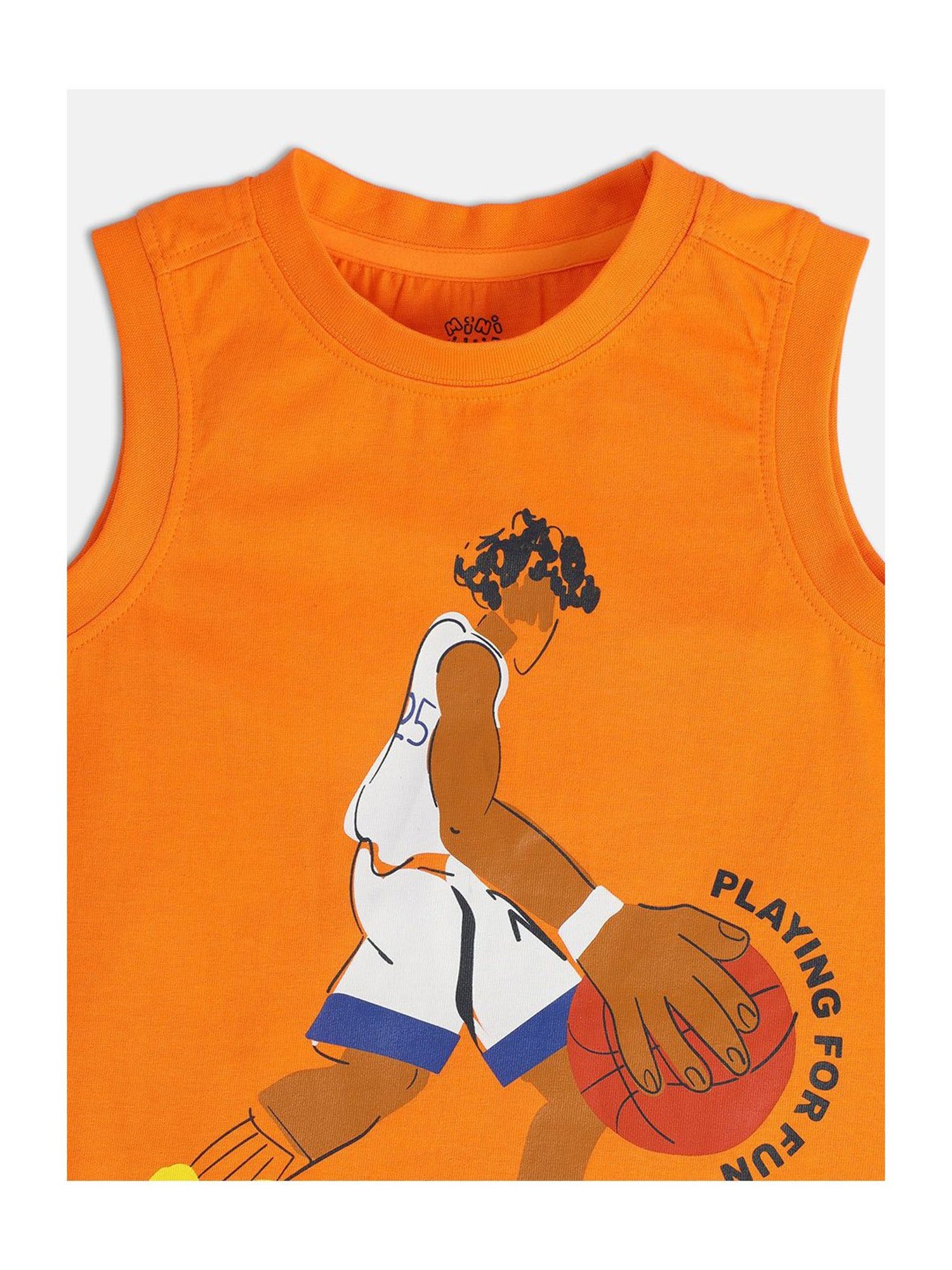 MINIKLUB Kids Orange Printed T-Shirt