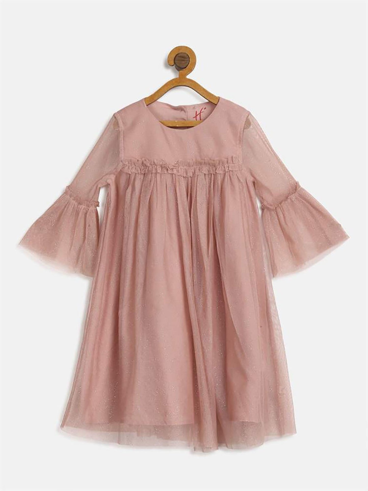 H by Hamleys Girls Pink Self Design Dress