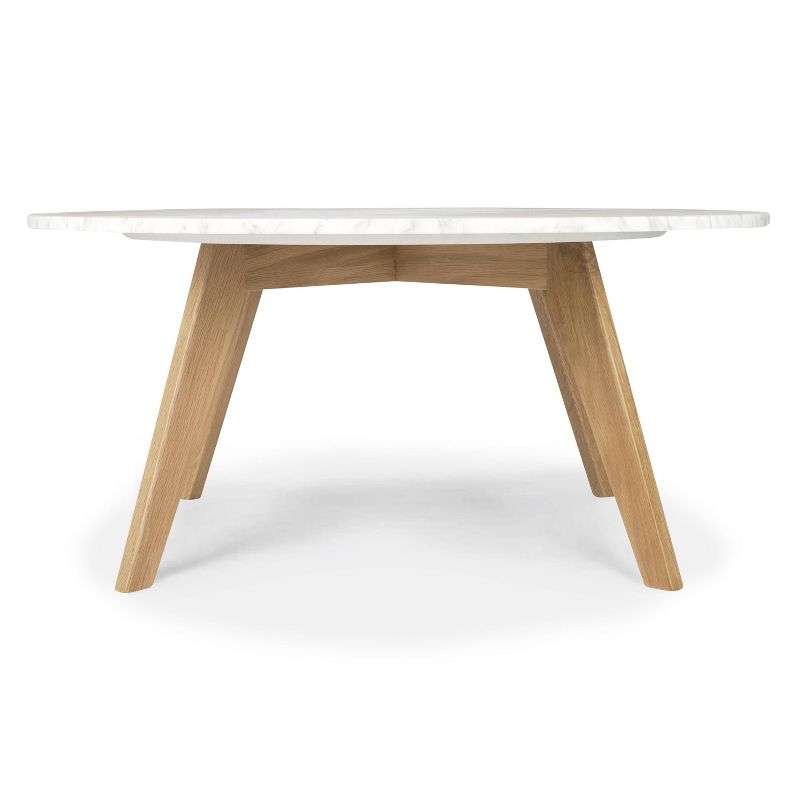 Gabrielle Mid-Century Marble Round Coffee Table Natural - Poly & Bark