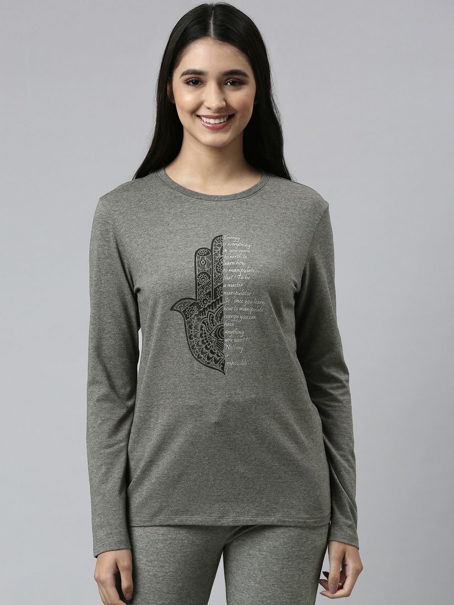 Enamor Pewter Grey Graphic Print T-Shirt