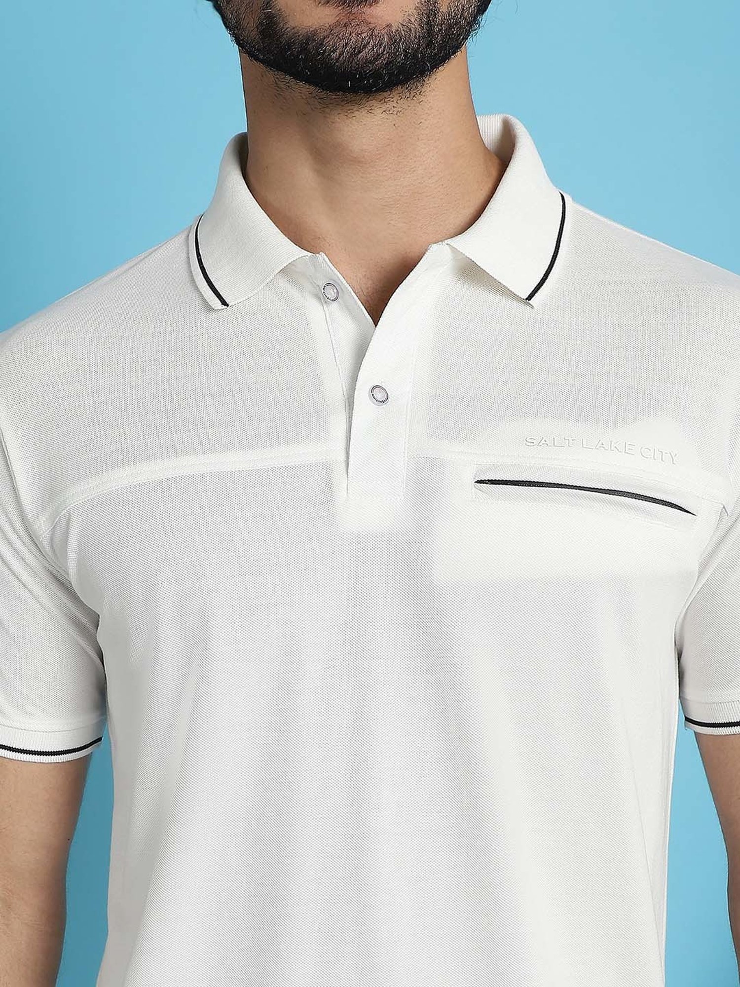 Venitian- Forbidden Clothing Off Whie Slim Fit Printed Polo T-Shirt