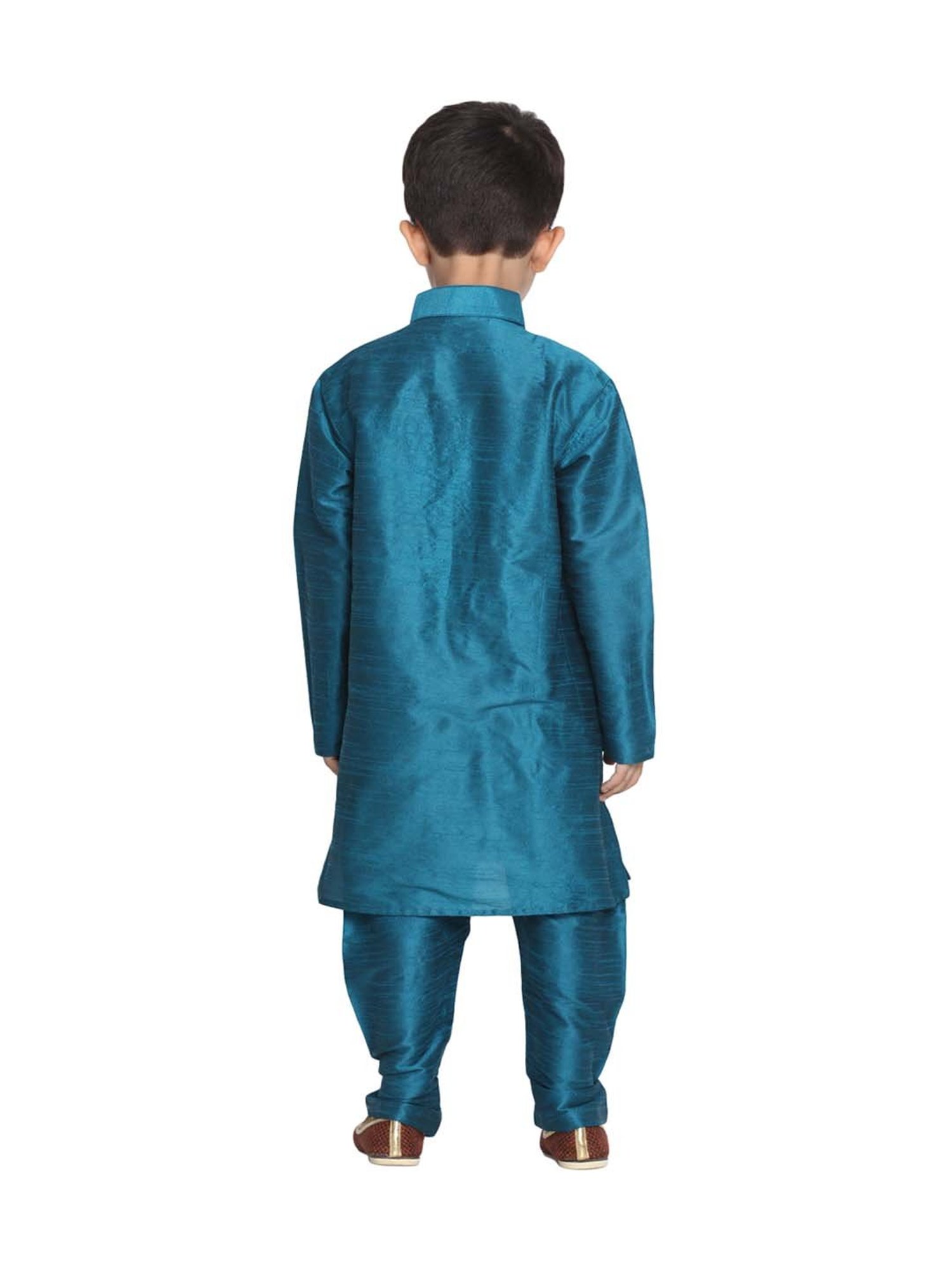 VASTRAMAY Kids Turquoise Kurta Set