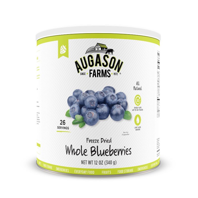 Augason Farms Gluten Free Freeze Dried Whole Blueberries - 12oz