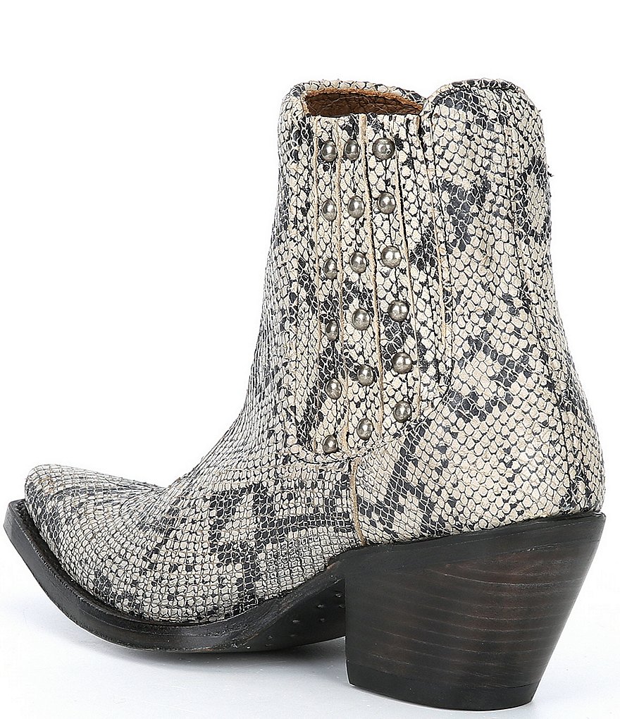 Ariat Eclipse Snake Print Leather Block Heel Chelsea Western Booties
