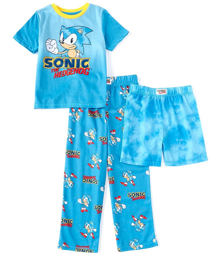 Komar Kids Little/Big Boys 4-10 Sonic the Hedgehog Three-Piece Pajamas Set