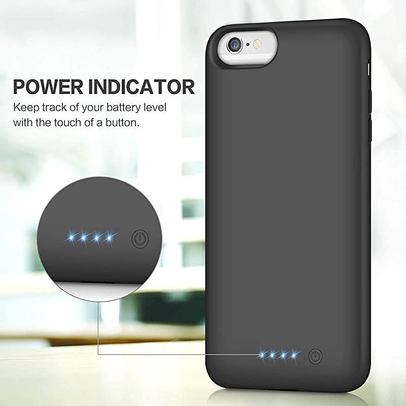 Battery Case for iPhone 6S 6 6000mAh Rechargeable Charging Case for iPhone 6 External Charger Cover iPhone 6S Battery Pack Apple Power Bank [4.7 inch]- Black