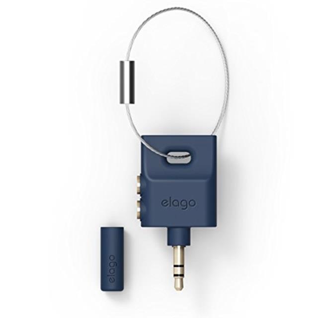 elago keyring headphone splitter for iphone, ipad, ipod, galaxy and any portable device with 3.5mm jean indigo