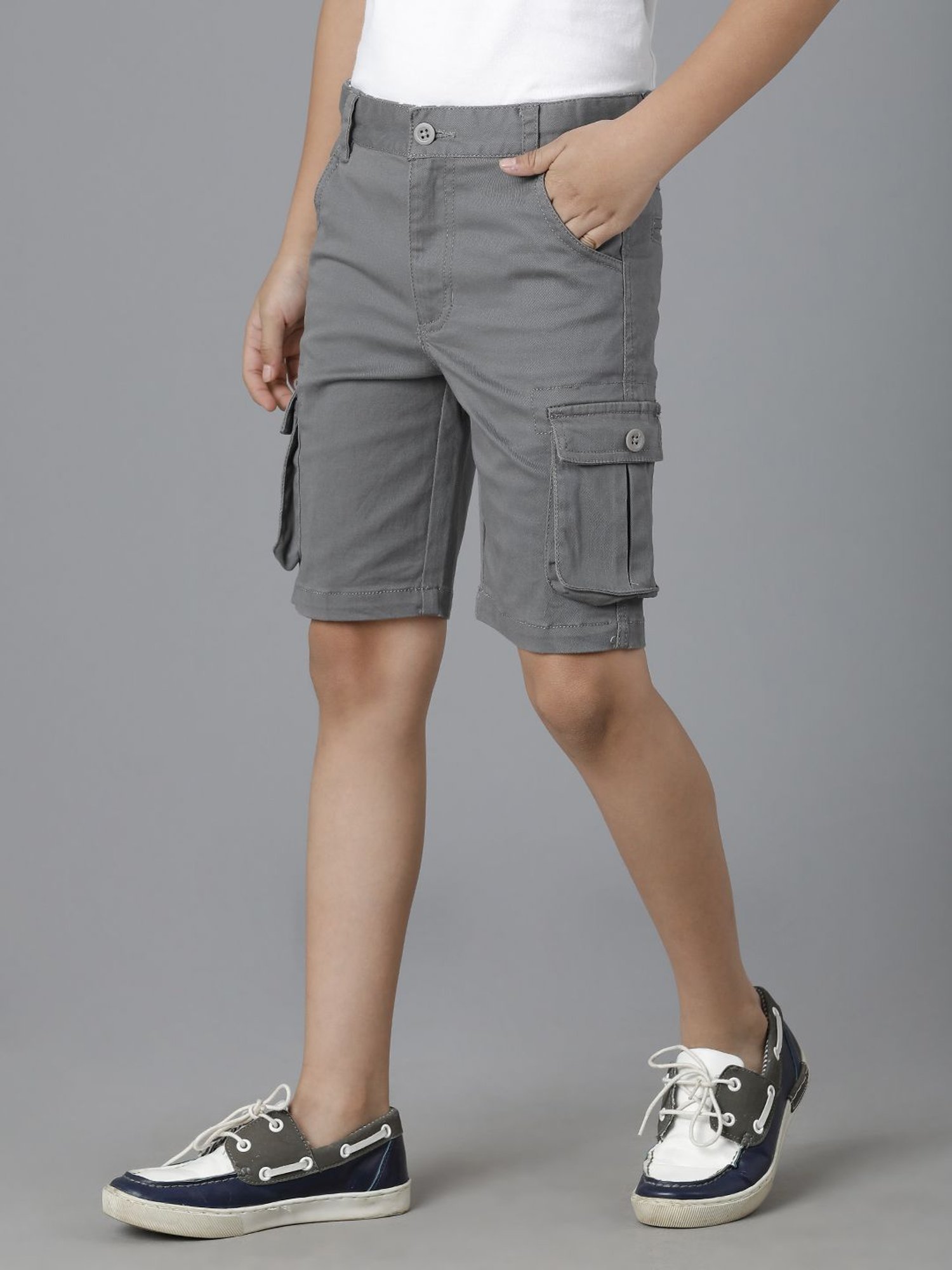 Under Fourteen Only Kids Grey Regular Fit Shorts