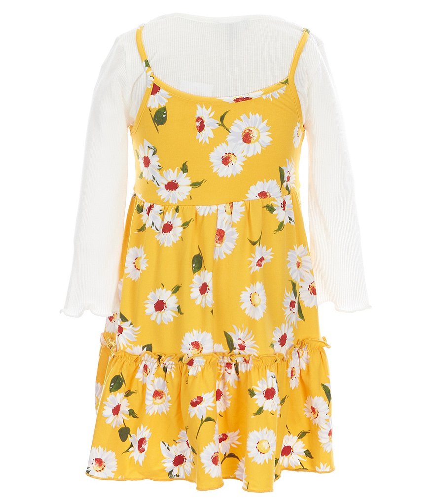 Zunie Litte Girls 4-6X Ribbed Top Floral Vest Dress Set