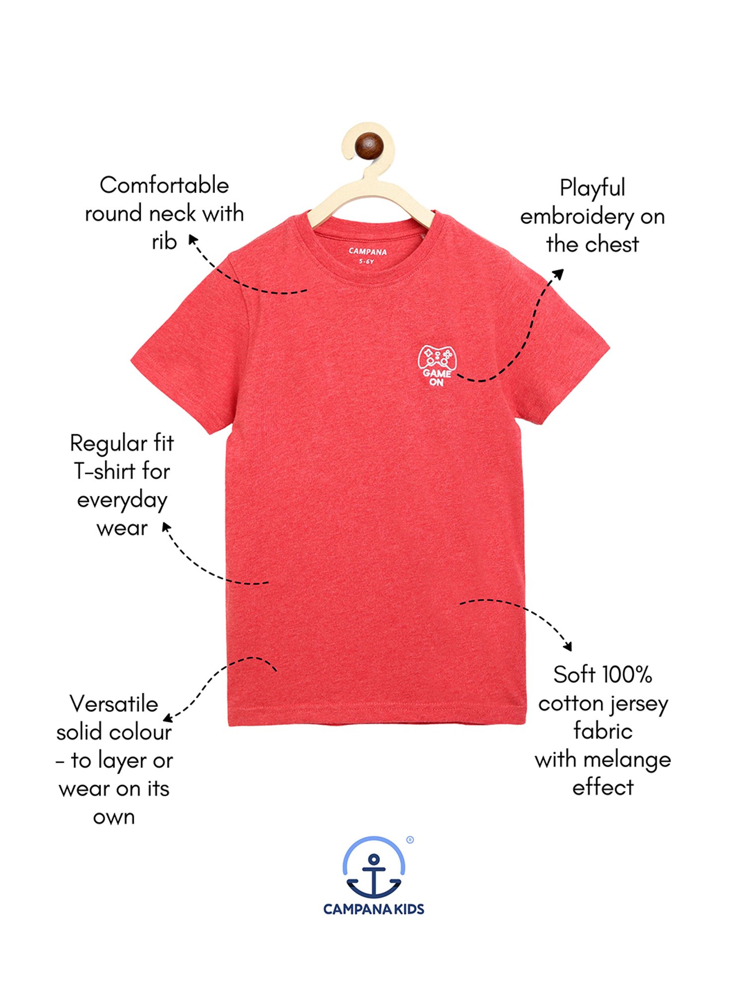 Campana Kids Multicolor Solid T-Shirt (Pack Of 3)