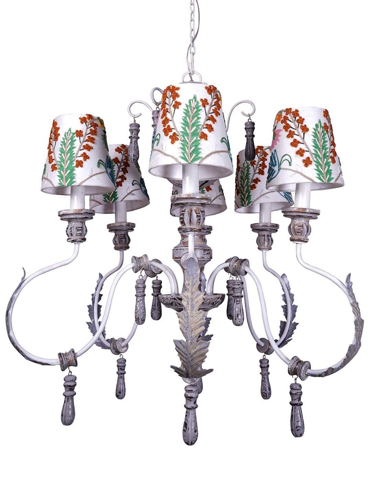 16" Glass/Metal Jasmine Tiffany Style Semi Flush Mount (Includes Energy Efficient Light Bulb) Cream - JONATHAN Y