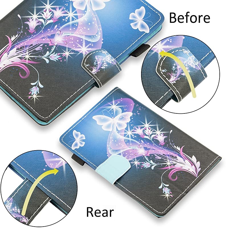 Case Compatible with Kindle Paperwhite E-Reader (10th Generation 2018, Previous Generation-7th/6th/5th) - PU Leather Light Case Protective Wallet Hold Cover with Auto Sleep Wake (Cute Books)