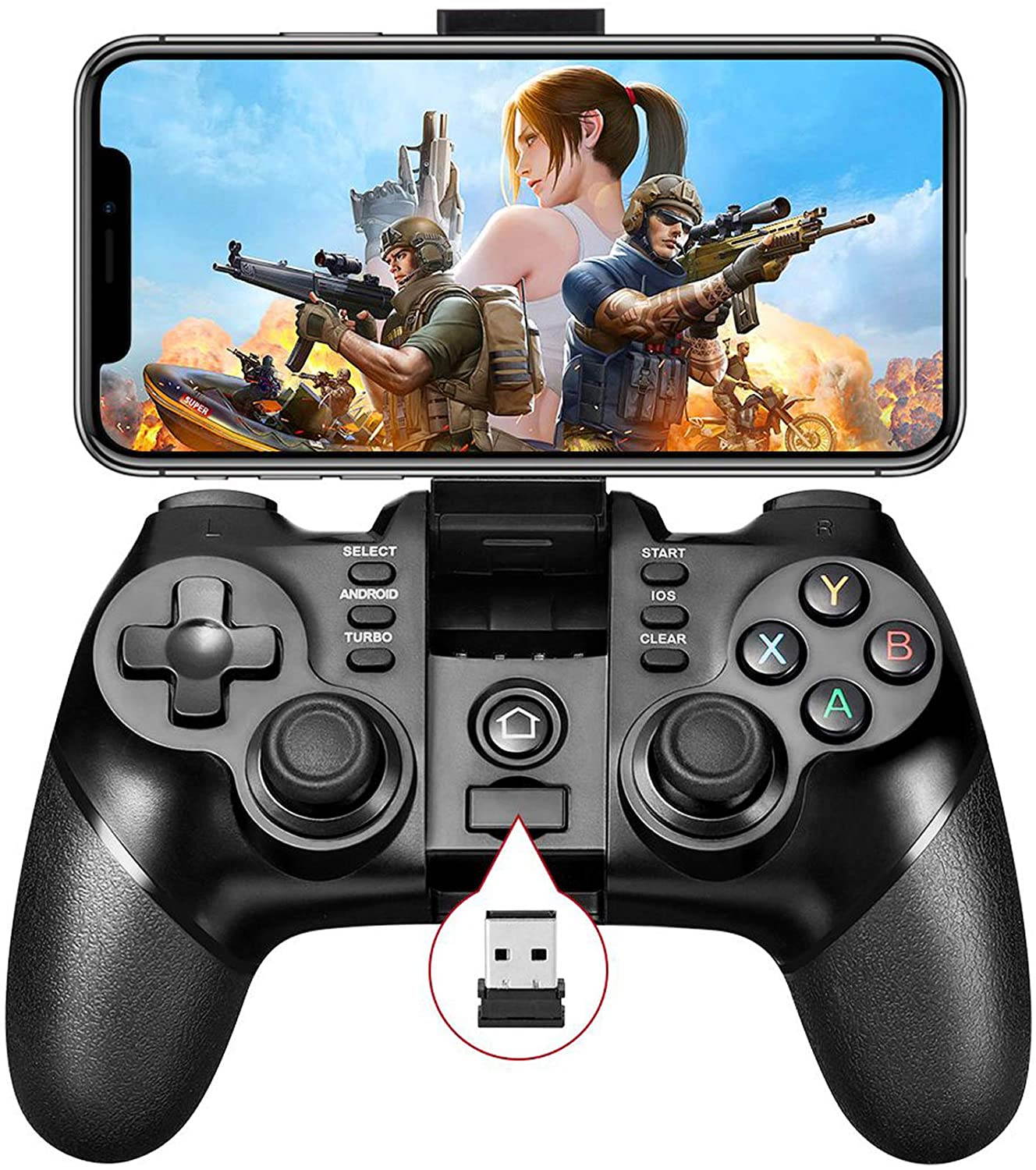 Game Controller 2.4G Wireless Gamepad Bluetooth Gaming Joystick Compatible with iPhone iOS/Android Phone/PC Windows/Smart TV/TV Box/ PS3 &ndash; Black