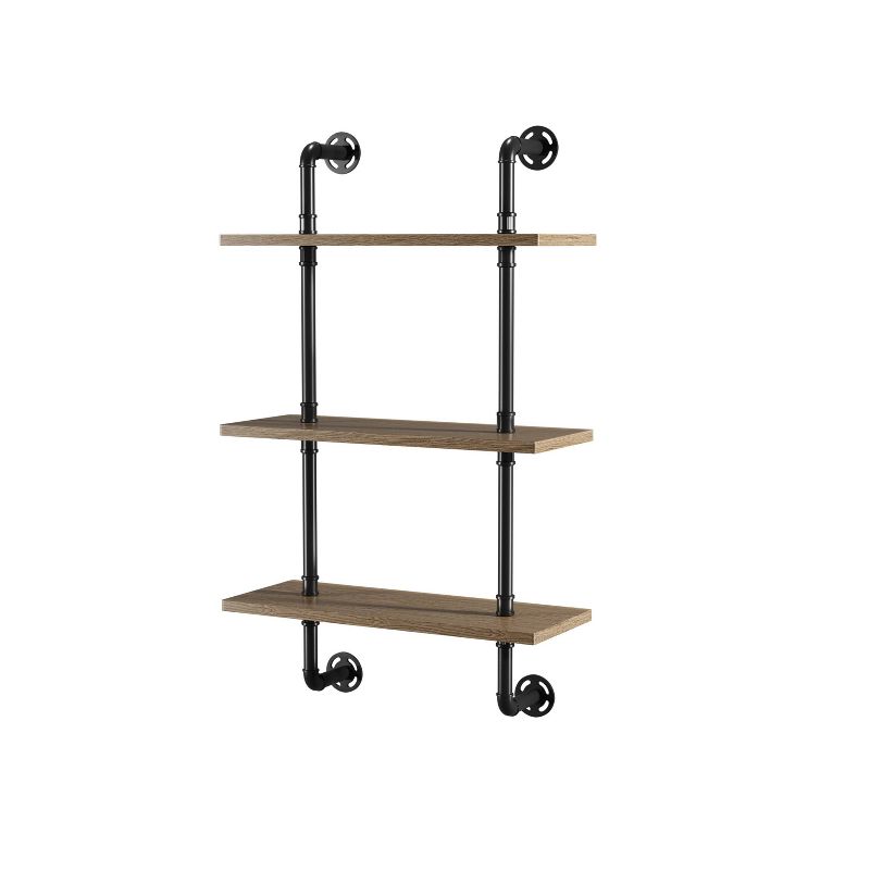 38" Soloman Wooden Shelf with Metal Brackets Brown - Kate & Laurel All Things Decor