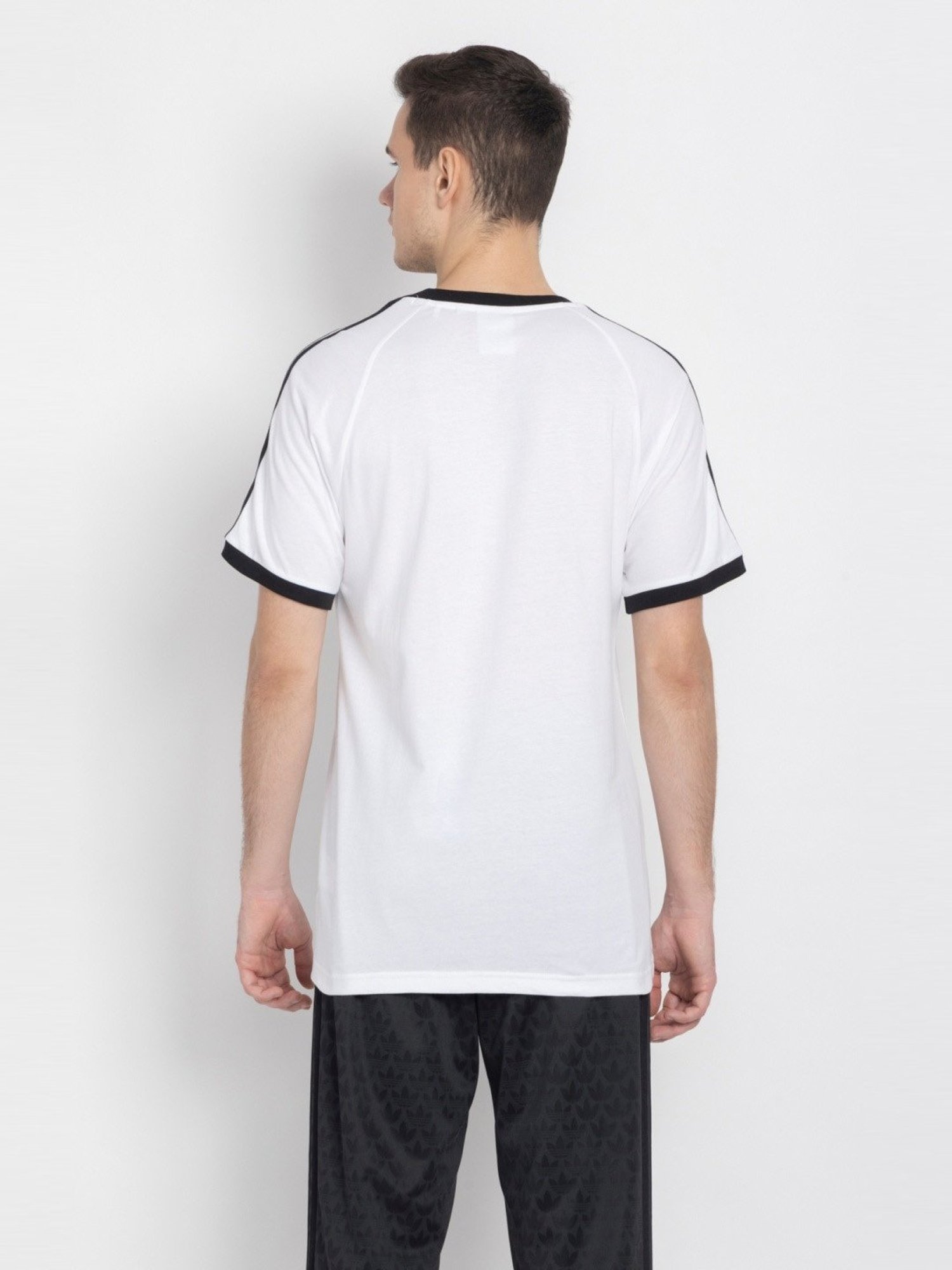 Adidas Originals White Regular Fit Striped T-Shirt