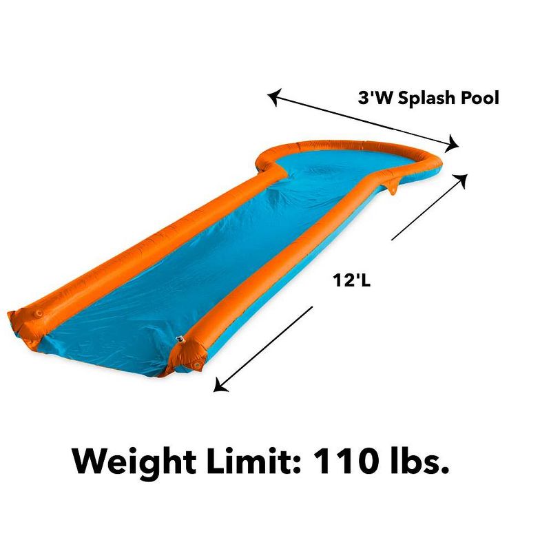HearthSong 12'L Inflatable Water Slide with 3'W Splash Pool and Two Inflatable Speed Boards