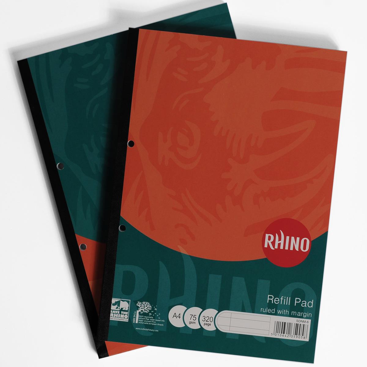 RHINO Refill Pad A4 160 Leaf 6mm Ruled & Margin (Pack of 3)