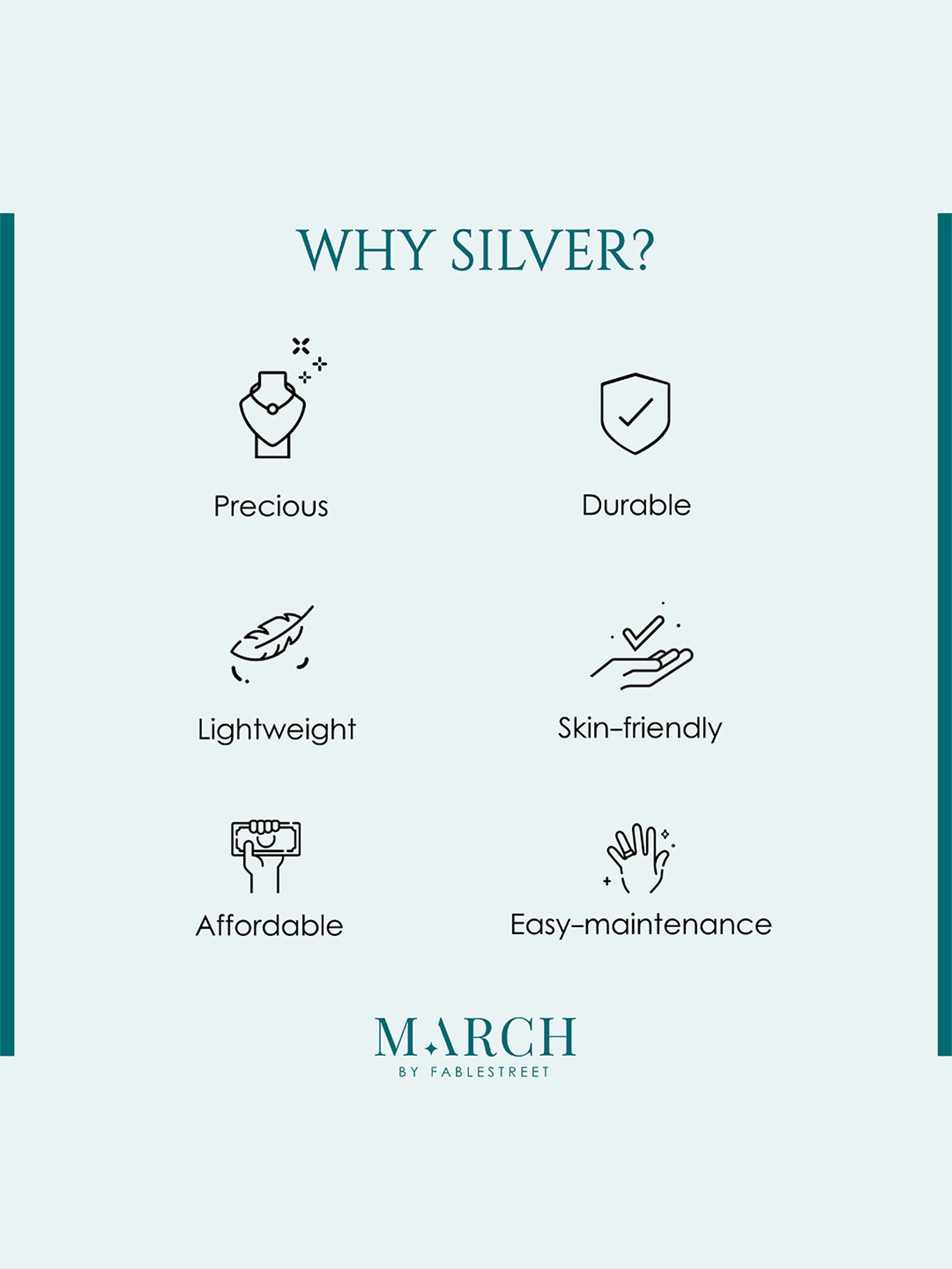 March by FableStreet 92.5 Sterling Silver Classic Shine Pendant for Women