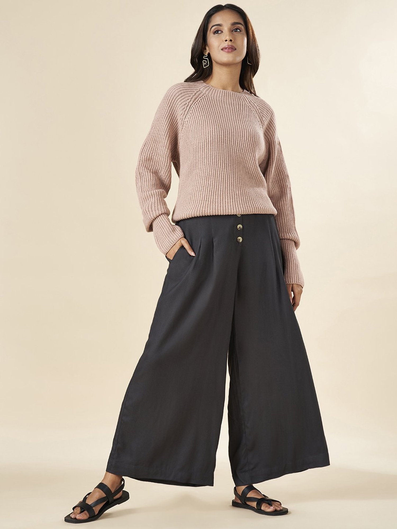 Akkriti by Pantaloons Pink Regular Fit Sweater