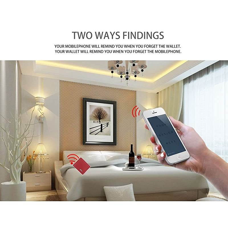 AntiLost Wallet with Alarm Bluetooth Position Record via Phone GPS Bifold Cowhide Leather Purse RedHorizontal