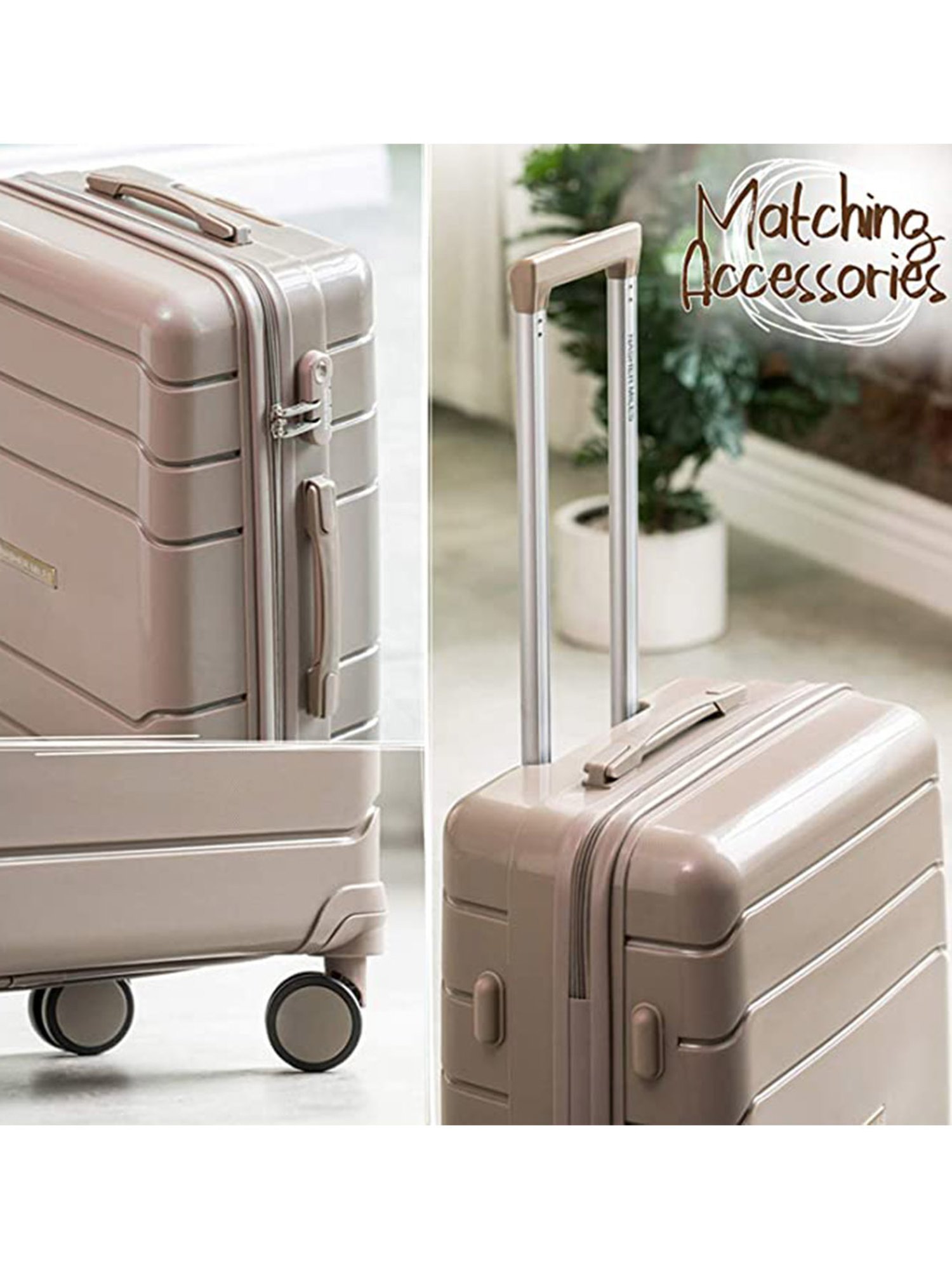 Nasher Miles Lisbon Polypropylene Champagne Hardsided Luggage Set (NM 10312 Lisbon Champagne S2)