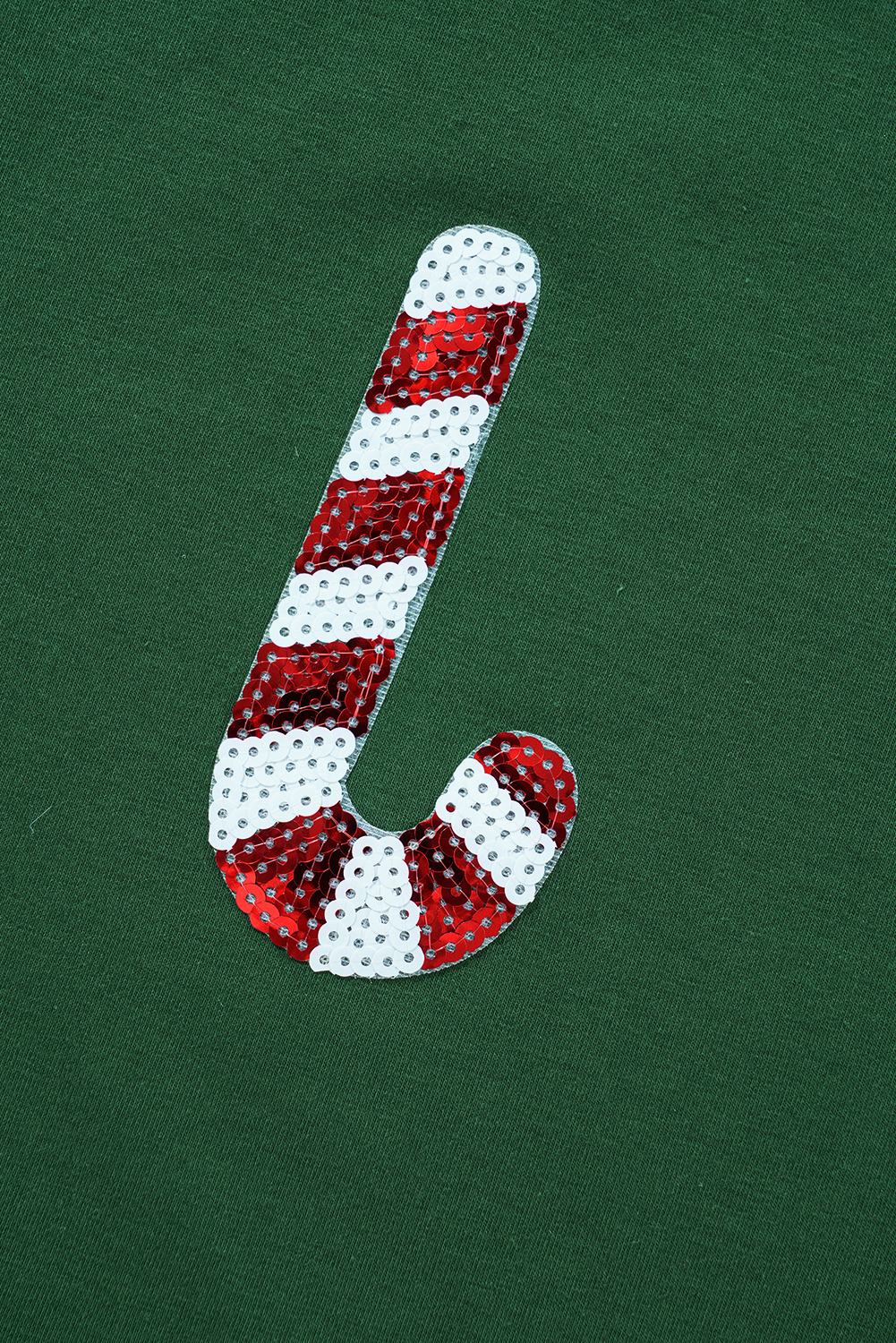 Green Christmas Candy Cane Round Neck T Shirt