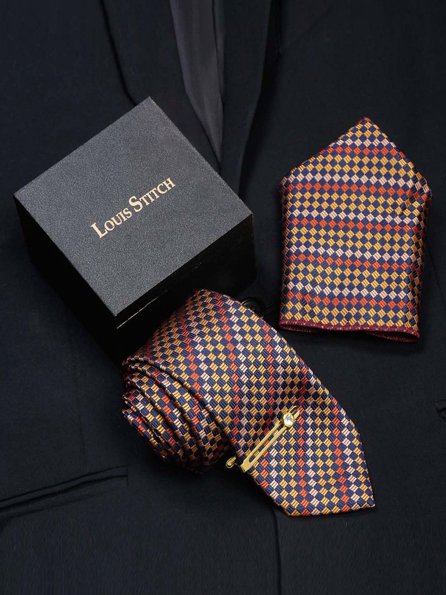 Louis Stitch Multicolor Geometric Necktie Gift Set - Set of 3