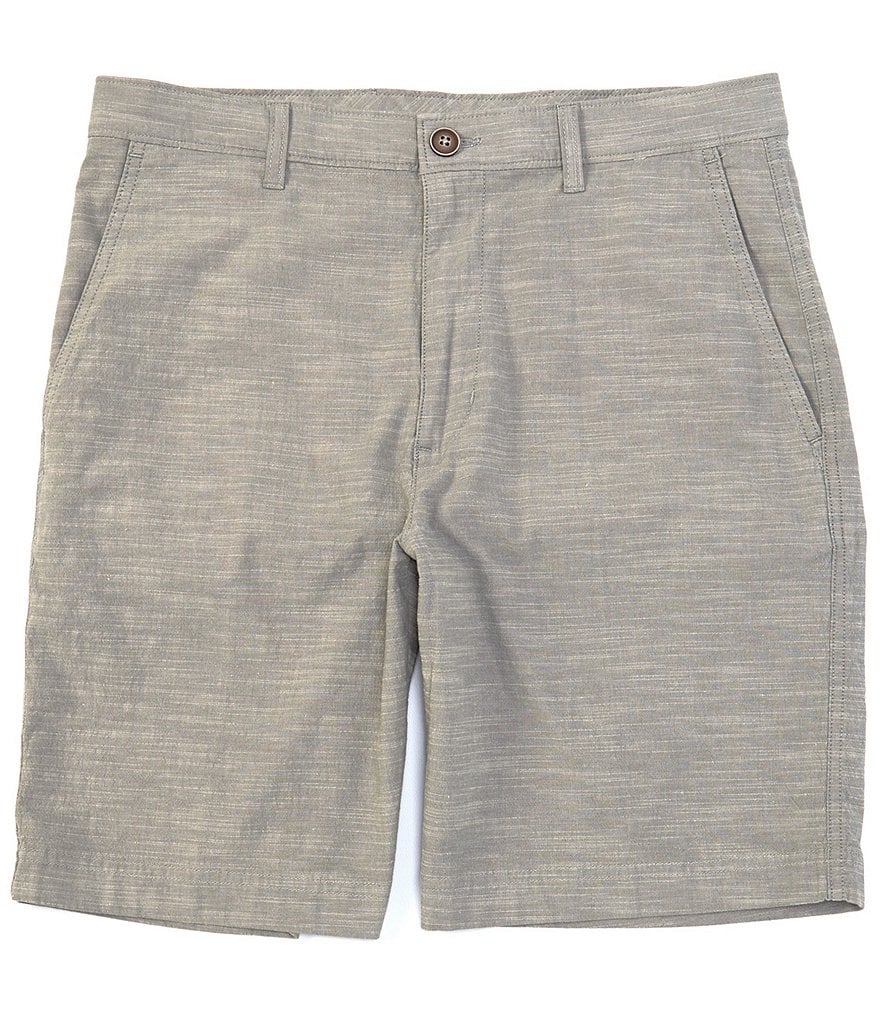 Roundtree & Yorke 9#double; Inseam Flat Front Slub Chambray Shorts