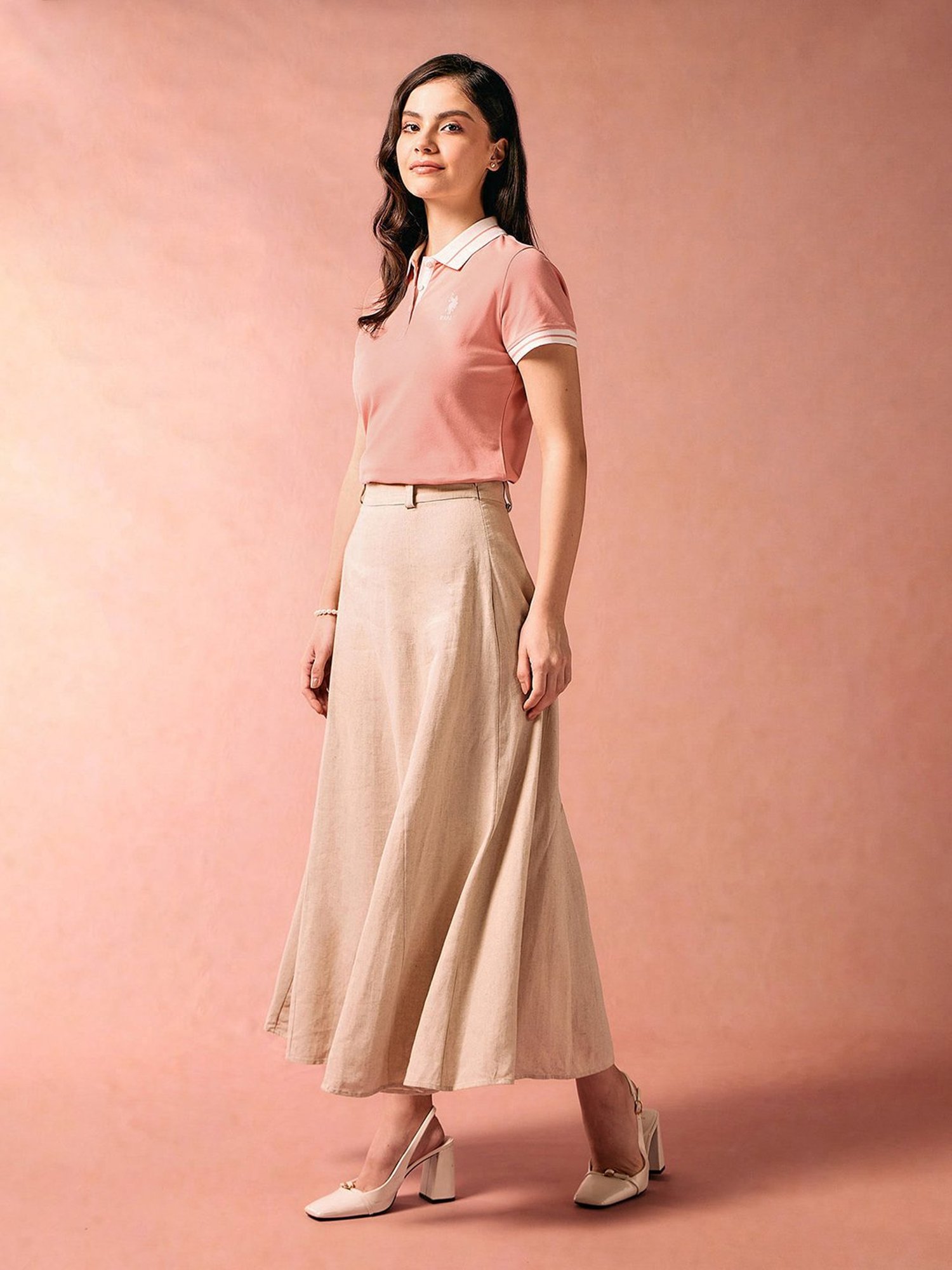 U.S. Polo Assn. Peach Logo Print Polo T-Shirt