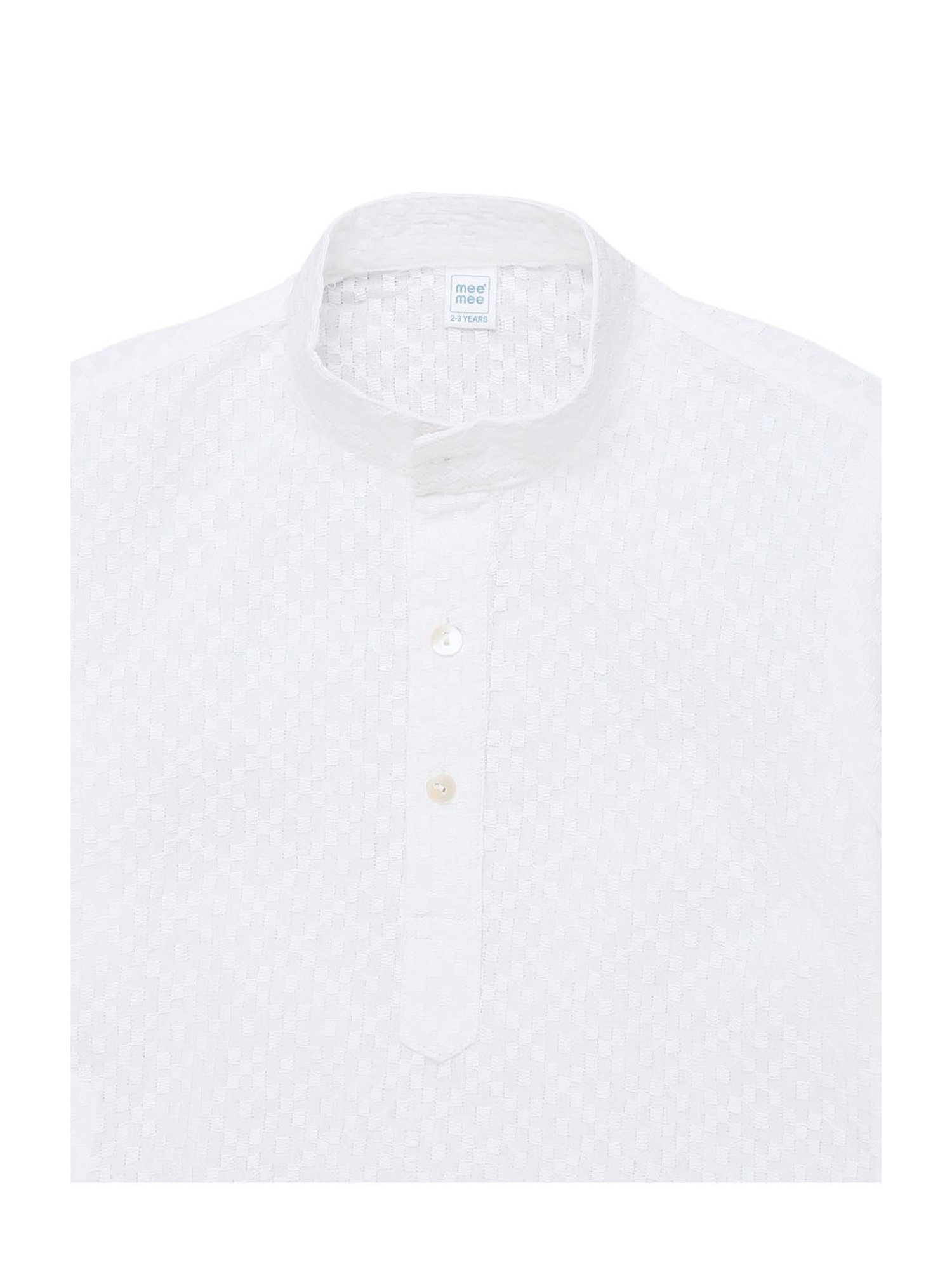 Mee Mee Kids White Self Design Full Sleeves Kurta with Pants