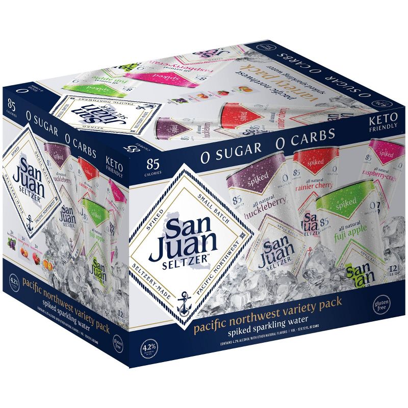San Juan Spiked Sparkling Water PNW Variety Pack - 12pk/12 fl oz Slim Cans