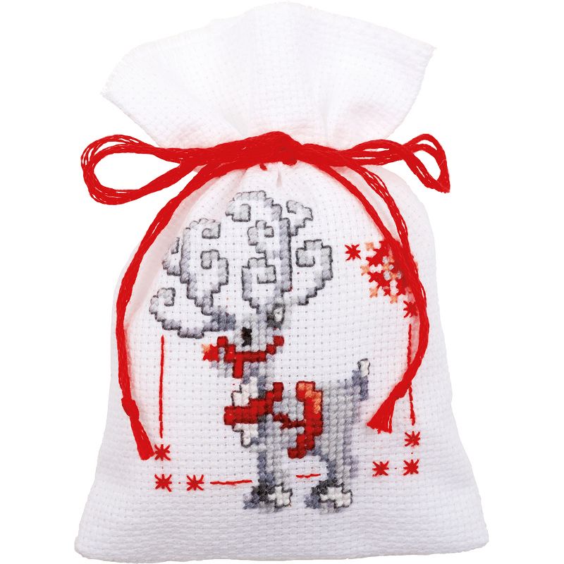 Vervaco Counted Cross Stitch Kit 3.25"X4.75" 3/Pkg-Christmas Elves Bags On Aida (18 Count)