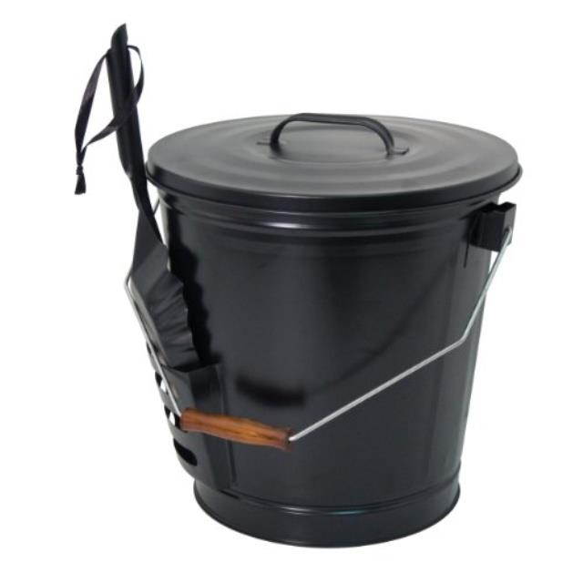 panacea 15343 ash bucket with shovel, black