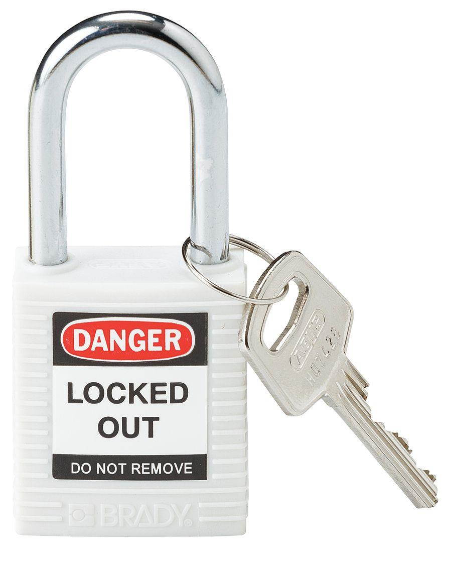 Lockout Padlock,KD,White,1-3/4"H BRADY 143123