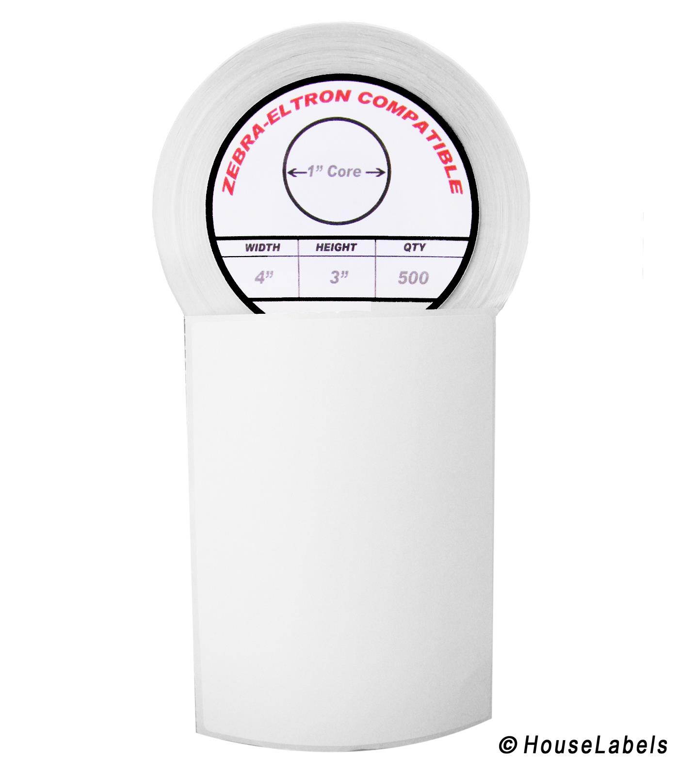 Zebra/Eltron-Compatible 4 x 3 Labels (4" x 3") -- BPA Free! (11 Rolls; 500 Labels per Roll)