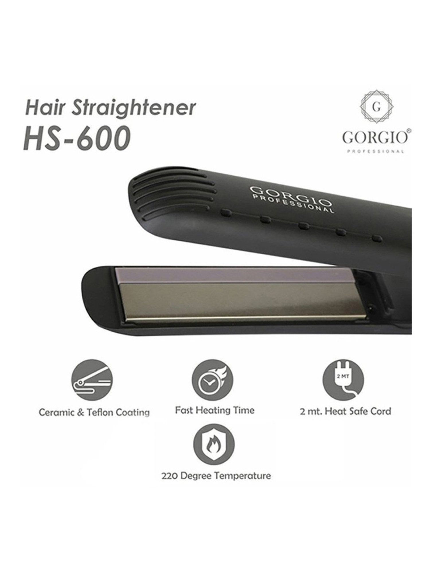 Gorgio Professional HS600 Hair Straightener (Black)
