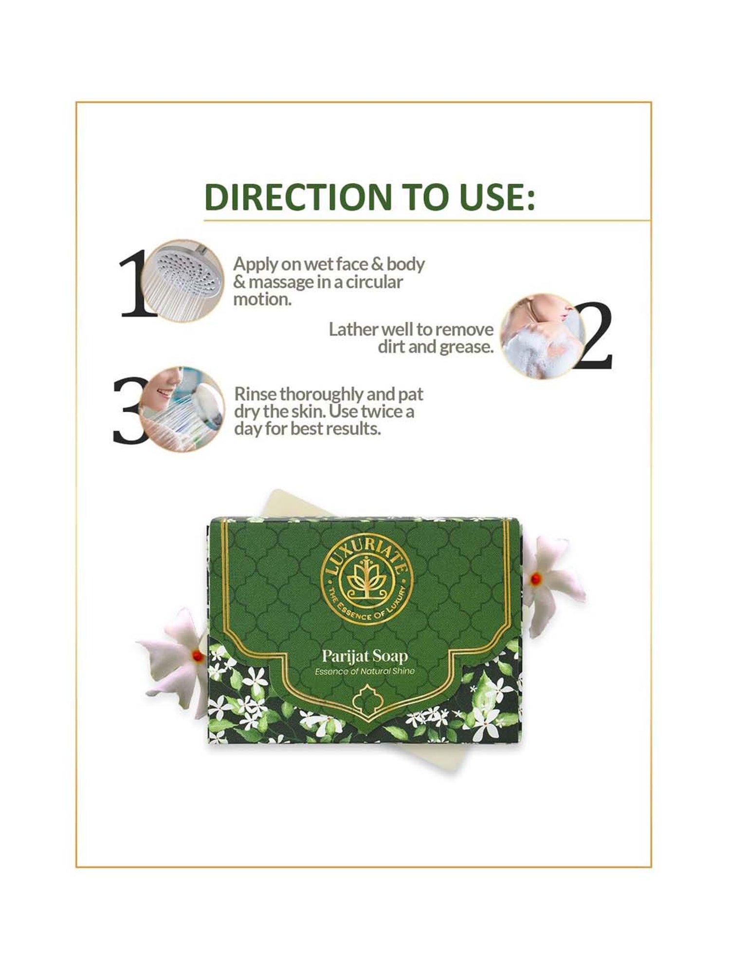 Luxuriate Parijat Essence of Natural Shine Soap Bar - 125 gm