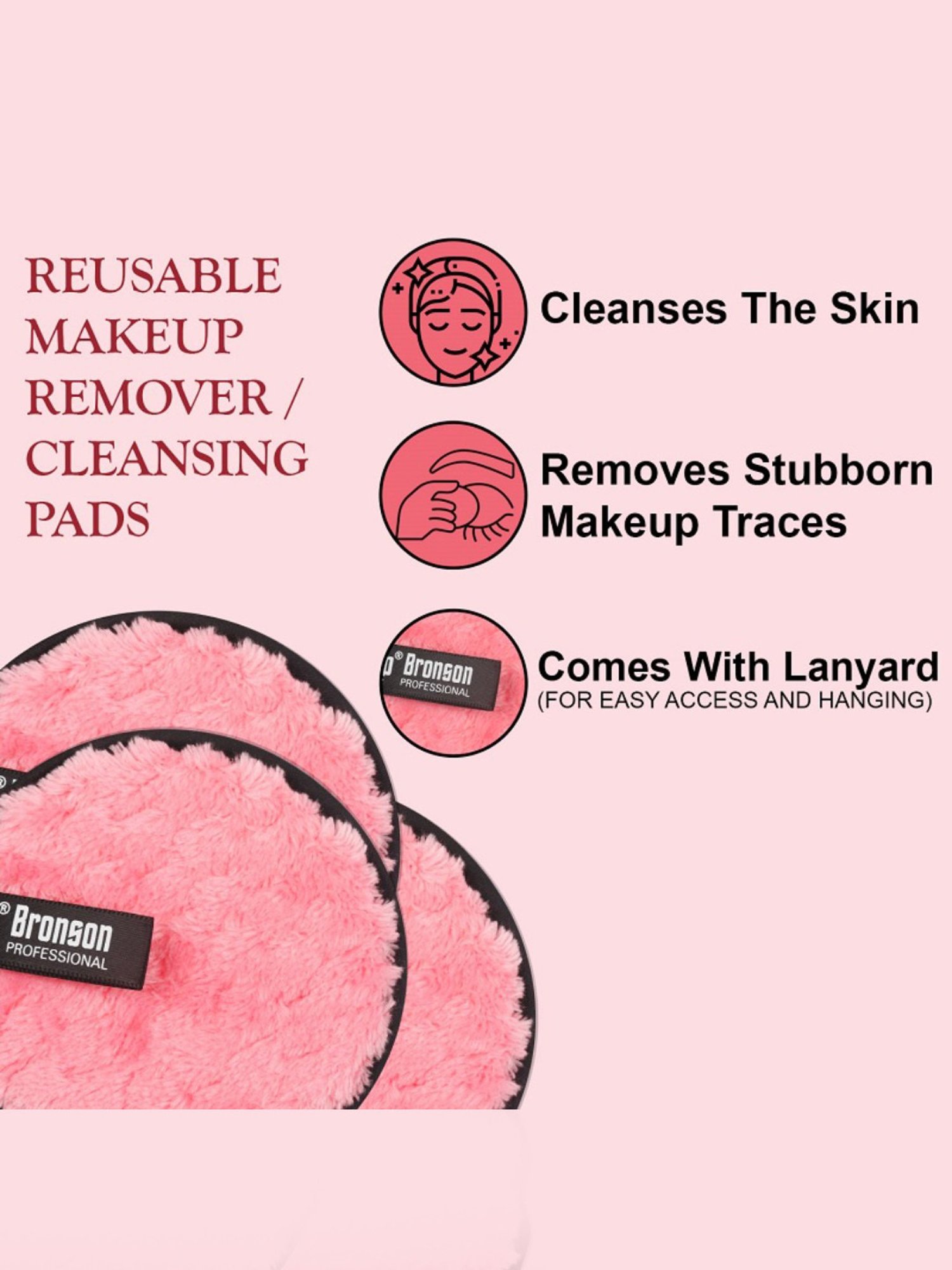 Bronson Professional Reusable Makeup Remover Cleansing Pads - 2 Pieces