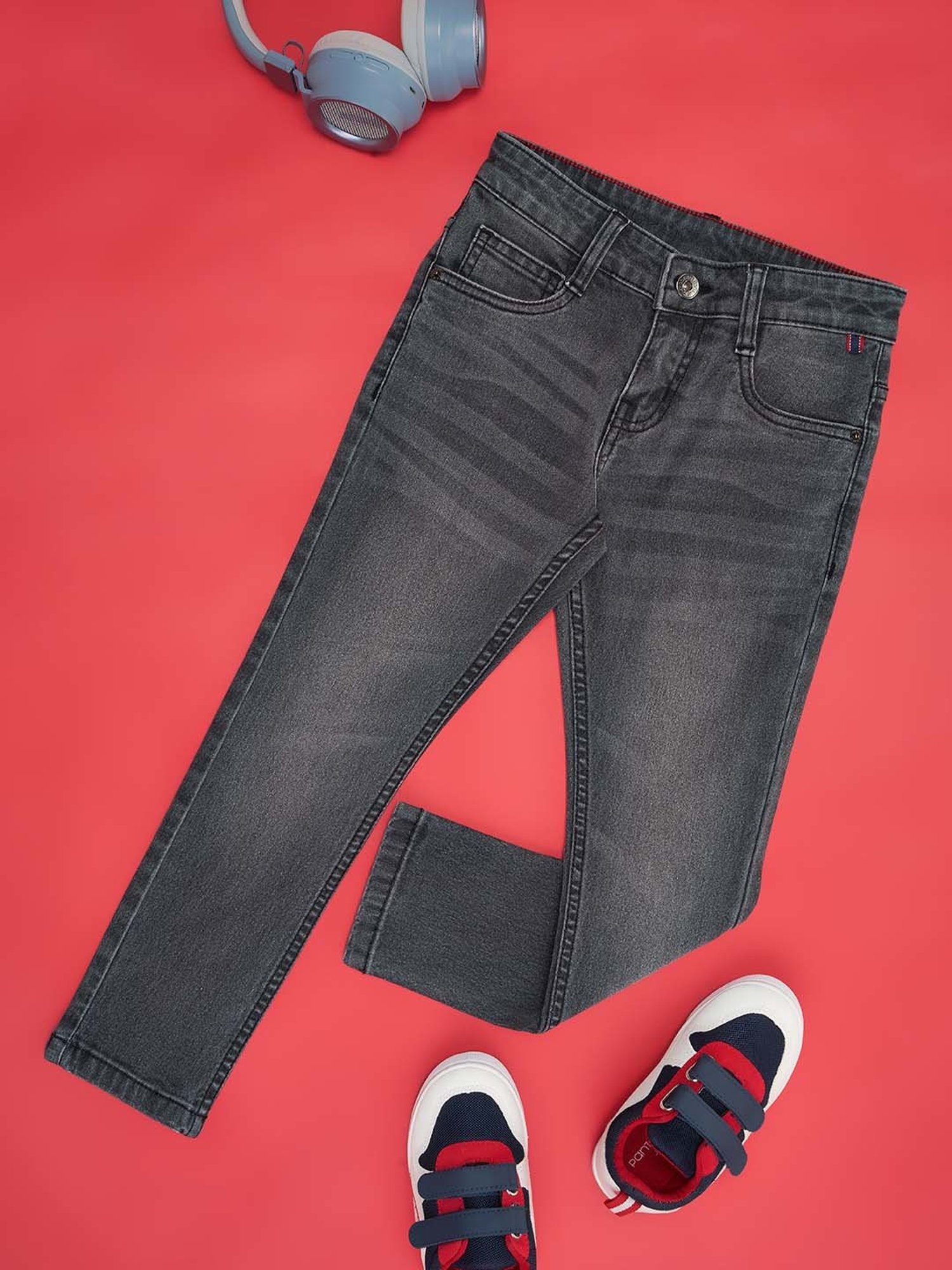 Palm Tree Boys Grey Washed Jeans